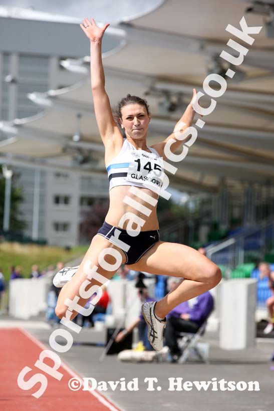 Sarah Warnock winner of the long jump at the Scottish Championships, Scotstoun  Stadium, Glasgow.